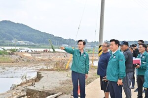 <b>김태흠 지사</b>, <b>호우 피해 복구</b> 현장 점검